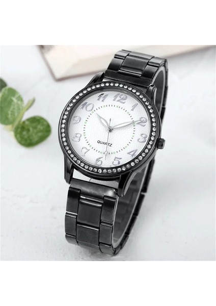 D Bayanlar Lüks Elmas Kuvars Kol Saatleri Moda ve Asil Altın Bayan Saati Yuvarlak Bilezik Saat Montre Femme # S30 (Yurt Dışından)