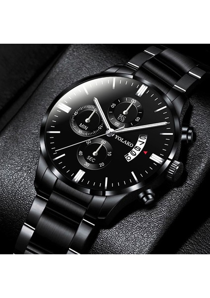 Gösterildiği Gibi 7 Reloj Hombre Moda Erkekler Paslanmaz Çelik Izle Lüks Takvim Kuvars Kol Saati Iş Saatleri Adam Saat Relogio Masculino (Yurt Dışından)