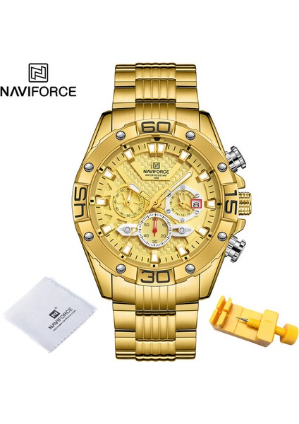 Gg Navıforce Moda Saatler Erkekler Için Lüks Orijinal Klasik Kuvars Saat Analog Kronograf Spor Su Geçirmez Çelik Bant Kol Saati (Yurt Dışından)