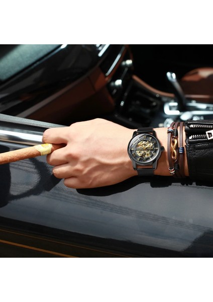 Kutu Altın-Mavi Kazanan Lüks Erkek Saatleri Mekanik Royal Diamond Tasarım Kadran Aydınlık Eller Örgü Paslanmaz Çelik Şerit Zegarek Meski (Yurt Dışından) fırsatları