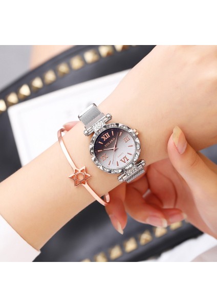 Pembe Altın Yeni Moda Bayanlar Lüks Saatler Örgü Mıknatıs Toka Kuvars Izle Kadınlar Hediye Için Rahat Bilezik Saatler Relogio Feminino Saat (Yurt Dışından) indirimleri