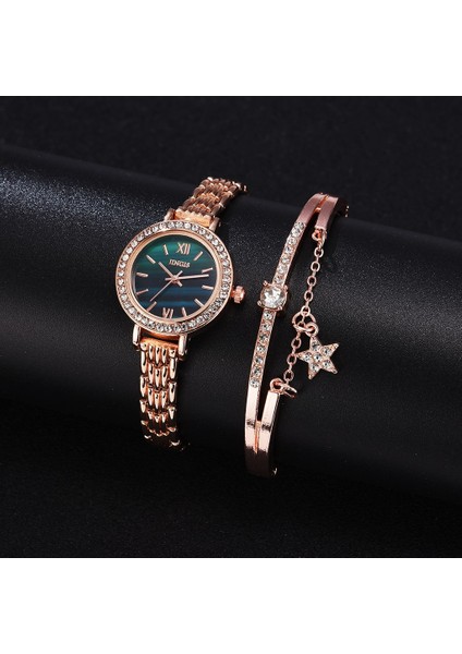 Tüm Rg Set 2 Adet Kadın Bilezik Saatler Set Lüks Gül Altın Çelik Bant Kol Saati Kuvars Izle Kadınlar Için Moda Kristal Saat Reloj Mujer (Yurt Dışından) modelleri