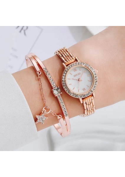 Tüm Rg Set 2 Adet Kadın Bilezik Saatler Set Lüks Gül Altın Çelik Bant Kol Saati Kuvars Izle Kadınlar Için Moda Kristal Saat Reloj Mujer (Yurt Dışından) indirimleri