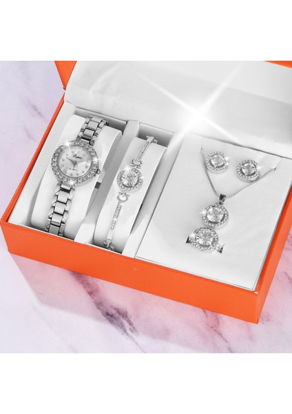 Stil 4 Moda Bayanlar Elmaslı Izle Bilezik Iki Parçalı Set Basit Kuvars Izle Seti Çelik Bant Mizaç Reloj De Mujer (Yurt Dışından) fırsatları