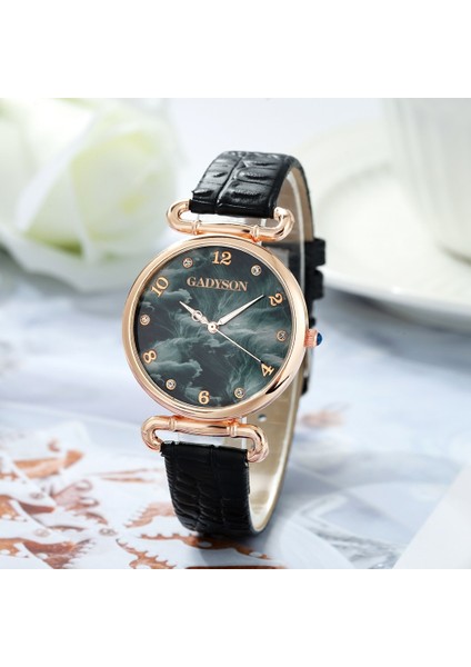 Mavi Kadın Moda Izle Kadın Deri Kemer Bilezik Saatler Mermer Boyama Bayanlar Kuvars Saat Elbise Kol Saatleri Reloj Mujer (Yurt Dışından) fiyatları