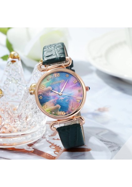 Mavi Kadın Moda Izle Kadın Deri Kemer Bilezik Saatler Mermer Boyama Bayanlar Kuvars Saat Elbise Kol Saatleri Reloj Mujer (Yurt Dışından) indirimleri