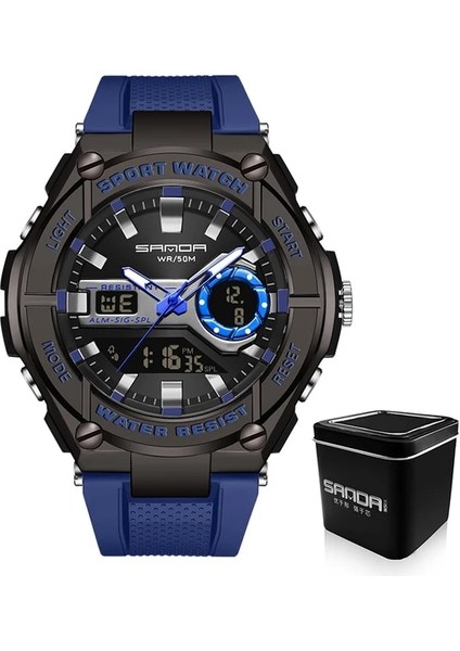 Siyah Mavi 1 Sanda Adam Kuvars Izle Erkek LED Dijital Kronograf 50 M Su Geçirmez Açık Havada Erkekler Için Spor Bilek Saatler Saat Reloj De Hombre (Yurt Dışından)
