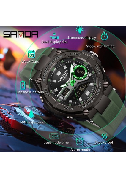 Siyah Mavi 1 Sanda Adam Kuvars Izle Erkek LED Dijital Kronograf 50 M Su Geçirmez Açık Havada Erkekler Için Spor Bilek Saatler Saat Reloj De Hombre (Yurt Dışından)