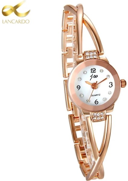 Gül Lancardo Bilezik Saatler Bayan Moda Elbise Zinciri Tarzı Takı ile Rhinestone Kuvars Kadın Izle Relogio Feminino (Yurt Dışından)