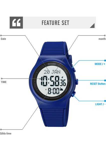 Renk 3 Skmeı Moda Arka Işık Müslüman Ezan Erkekler Saatler Kıble Pusulası ile Namaz Için Ezan Alarmı Hicri Islam Kol Saati Reloj Hombre (Yurt Dışından) fiyatları