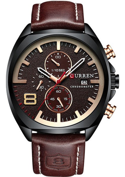 Kahve Yeni Erkek Izle Curren Üst Marka Lüks Erkek Kuvars Kol Saati Erkek Chronograph Askeri Spor Tarih Saat Relogio Masculino (Yurt Dışından)
