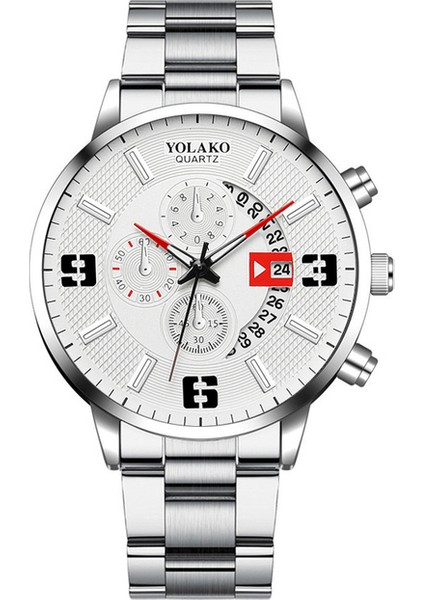 Gösterildiği Gibi 13 Reloj Hombre Erkek Moda Iş Saatleri Erkekler Iş Rahat Paslanmaz Çelik Kuvars Izle Adam Takvim Saat Relogio Masculino (Yurt Dışından)