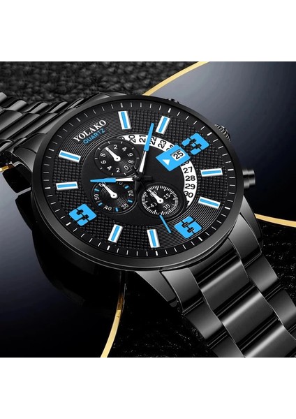 Gösterildiği Gibi 13 Reloj Hombre Erkek Moda Iş Saatleri Erkekler Iş Rahat Paslanmaz Çelik Kuvars Izle Adam Takvim Saat Relogio Masculino (Yurt Dışından)