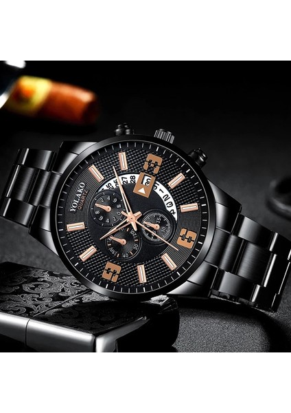 Gösterildiği Gibi 13 Reloj Hombre Erkek Moda Iş Saatleri Erkekler Iş Rahat Paslanmaz Çelik Kuvars Izle Adam Takvim Saat Relogio Masculino (Yurt Dışından)