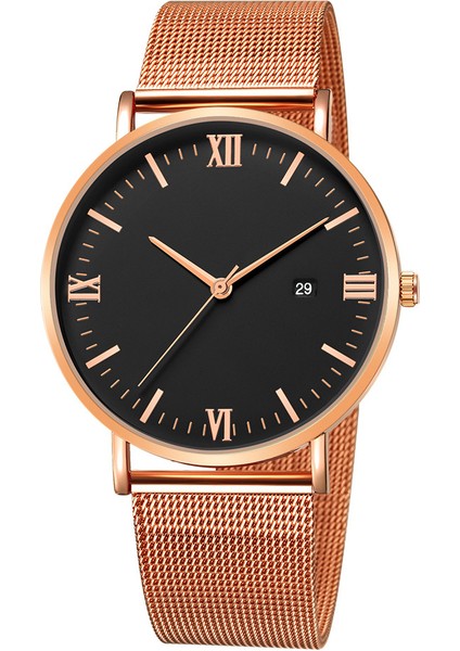 Z-A Ultra Ince Siyah Lüks Moda Erkek Minimalist Saatler Paslanmaz Çelik Hasır Bant Izle Erkekler Iş Rahat Analog Kuvars Saat (Yurt Dışından)