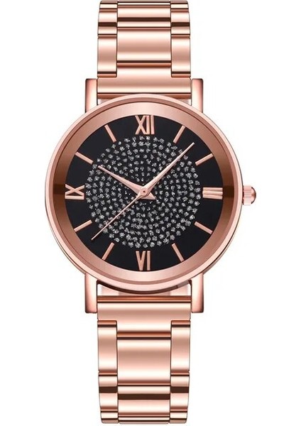 Siyah 2020 Lüks Rhinestones Kadın Saatler Gül Altın Bayanlar Bilek Saatleri Kadın Bilezik Izle Kadın Saat Relogio Feminino (Yurt Dışından)