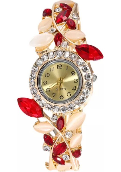 Kırmızı Kadının Işe Gidip Gelirken Bilezik Saatler Kuvars Saat Rhinestones Saat Kayışı Arkadaş Aile Komşuları Için Hediye H9 (Yurt Dışından)