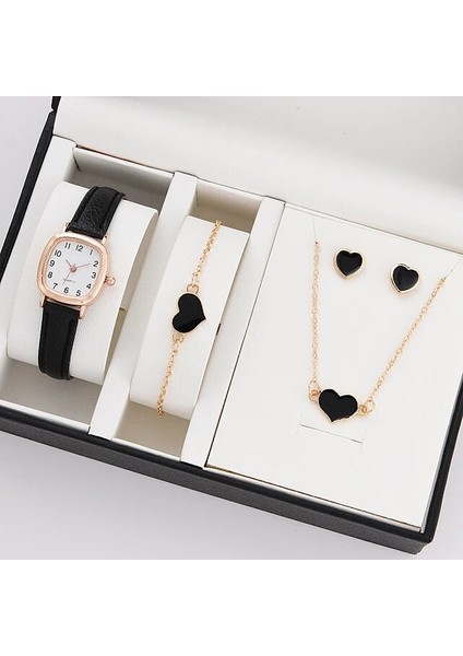 C 5 Adet Set Izle Kadınlar Için Lüks Deri Analog Bayanlar Kuvars Kol Saati Moda Bilezik Saat Seti Kadın Relogio Feminino (Yurt Dışından)