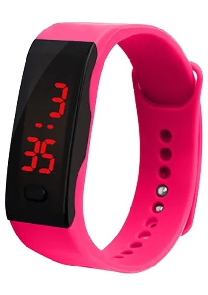 Pembe Basit Dijital Kol Saatleri Çocuk Kız Erkek Vintage LED Dijital Ekran Bilezik Izle Öğrencileri Silika Jel Spor Saat (Yurt Dışından)