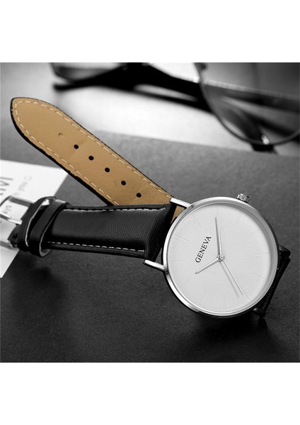 Siyah Gül Kadran Erkek Saatler Top Marka Lüks Kuvars Cenevre Izle Erkekler Askeri Spor Deri Saat Hodinky Relojes Hombre Relogio Masculino Saat (Yurt Dışından)