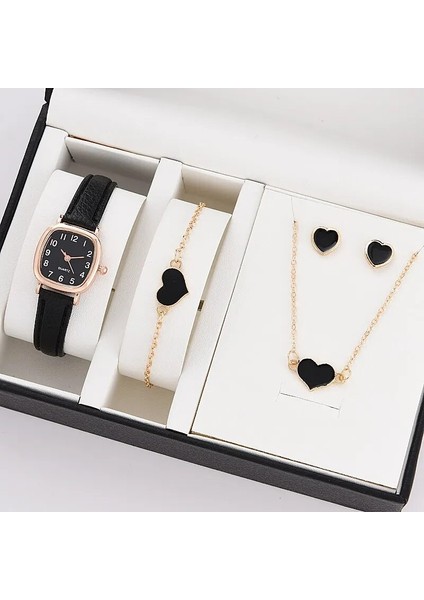 S 5 Adet Set Izle Kadınlar Için Lüks Deri Analog Bayanlar Kuvars Kol Saati Moda Bilezik Saat Seti Kadın Relogio Feminino (Yurt Dışından)