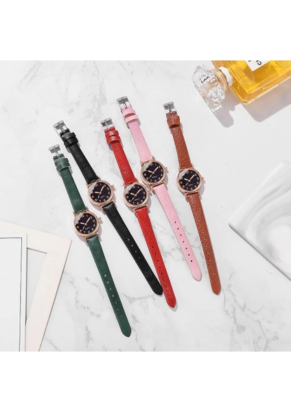 5 Adet Set Mavi Saat Seti Kadınlar Için Lüks Deri Analog Bayanlar Kuvars Kol Saati Moda Bilezik Izle Kadın Saat Relogio Feminino (Yurt Dışından)