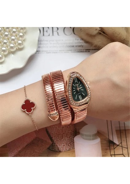 Newdesign Roseblack Serin Yılan Bileklik Saatler Kadın Moda Sonsuzluk Bileklik Izle Şık Kızlar Marka Kuvars Saat Religios Relojes Montre Femme (Yurt Dışından)
