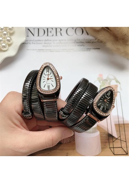 Newdesign Roseblack Serin Yılan Bileklik Saatler Kadın Moda Sonsuzluk Bileklik Izle Şık Kızlar Marka Kuvars Saat Religios Relojes Montre Femme (Yurt Dışından) modelleri
