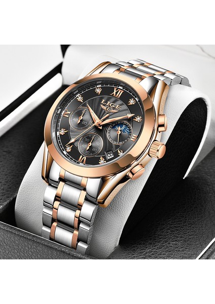 Gül Altın Mavi L Lıge Kadın Saatler Bayanlar Kuvars Aydınlık Takvim Kadın Saati Su Geçirmez Çok Fonksiyonlu Kronograf Takvim Kol Saati (Yurt Dışından) modelleri