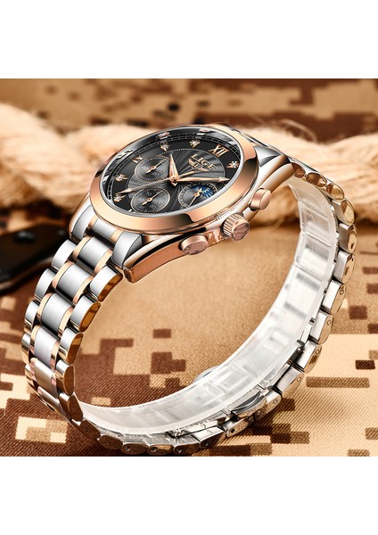 Gül Altın Mavi L Lıge Kadın Saatler Bayanlar Kuvars Aydınlık Takvim Kadın Saati Su Geçirmez Çok Fonksiyonlu Kronograf Takvim Kol Saati (Yurt Dışından) fırsatları