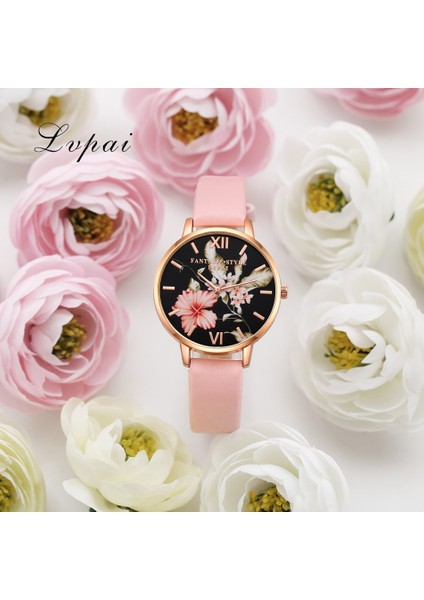 Pembe-A Lvpai Marka Kadın Bilezik Izle Moda Gül Altın Çiçekler Deri Basit Kadın Elbise Saatler Lüks Iş Saat Izle (Yurt Dışından) indirimleri