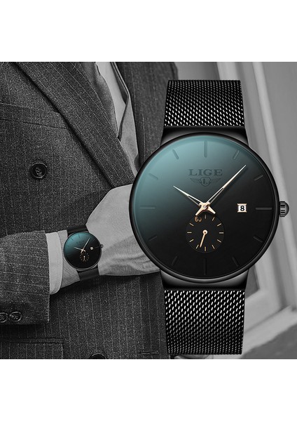 Siyah Altın Adam Ultra Ince Izle Lıge Erkek Saatler Lüks Marka Hediye Erkek Saat Iş Kuvars Kol Saati Izle Erkekler Için Relogio Masculino (Yurt Dışından) fiyatları