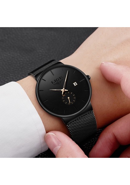 Siyah Altın Adam Ultra Ince Izle Lıge Erkek Saatler Lüks Marka Hediye Erkek Saat Iş Kuvars Kol Saati Izle Erkekler Için Relogio Masculino (Yurt Dışından) indirimleri