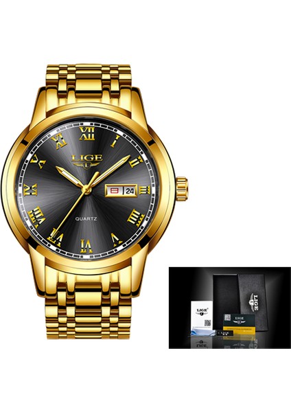 Altın Siyah S 2022 Lıge Üst Marka Lüks Erkek Saati Su Geçirmez Tarih Saat Erkek Spor Saatler Erkekler Kuvars Rahat Bilek Izle Relogio Masculino (Yurt Dışından)