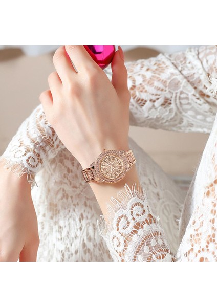 Altın Narin Kol Saati Diamante Dekorasyon Aksesuarı Lüks Kadın Taklidi Bileklik Saat (Yurt Dışından) modelleri