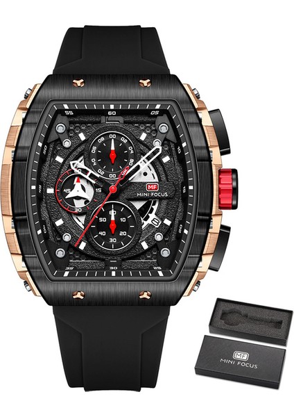 MF0399G03B05 Moda Izle Erkekler Lüks Üst Marka Kuvars Saatler Su Geçirmez Kronograf Spor Kol Saati Relogio Masculino Silikon Kayış Siyah (Yurt Dışından)