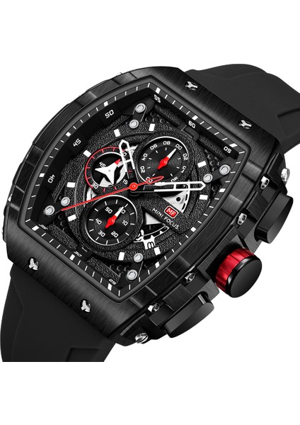 MF0399G03B05 Moda Izle Erkekler Lüks Üst Marka Kuvars Saatler Su Geçirmez Kronograf Spor Kol Saati Relogio Masculino Silikon Kayış Siyah (Yurt Dışından) fiyatları