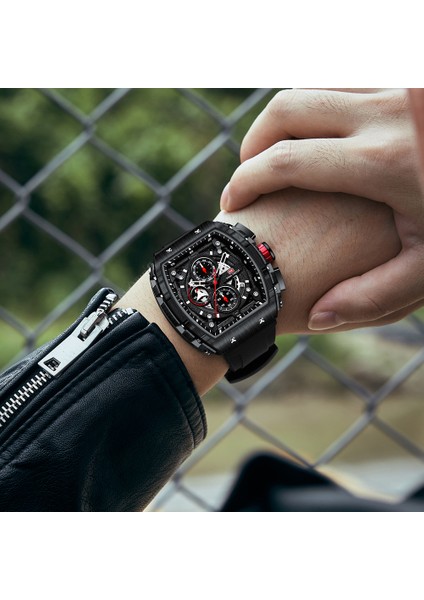 MF0399G03B05 Moda Izle Erkekler Lüks Üst Marka Kuvars Saatler Su Geçirmez Kronograf Spor Kol Saati Relogio Masculino Silikon Kayış Siyah (Yurt Dışından) indirimleri