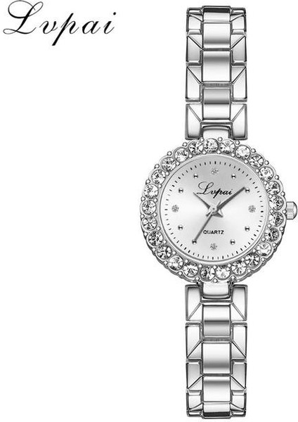 Gümüş Beyaz 1 Izle 2 Adet Set Lüks Lvpai Marka Kadın Saatler Gül Altın Pırlanta Bilezik Izle Lüks Takı Bayanlar Kuvars Izle Dropshipping Izle (Yurt Dışından)