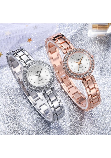 Gümüş Beyaz 1 Izle 2 Adet Set Lüks Lvpai Marka Kadın Saatler Gül Altın Pırlanta Bilezik Izle Lüks Takı Bayanlar Kuvars Izle Dropshipping Izle (Yurt Dışından) indirimleri