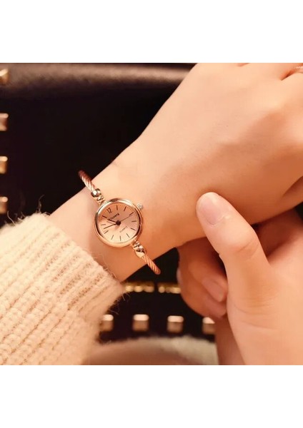 Gül Altın Ulzzang Basit Kadın Saatler Zarif Kadın Gül Altın Açık Küçük Bilezik Izle Moda Marka Retro Bayanlar Kol Saatleri Saat (Yurt Dışından)