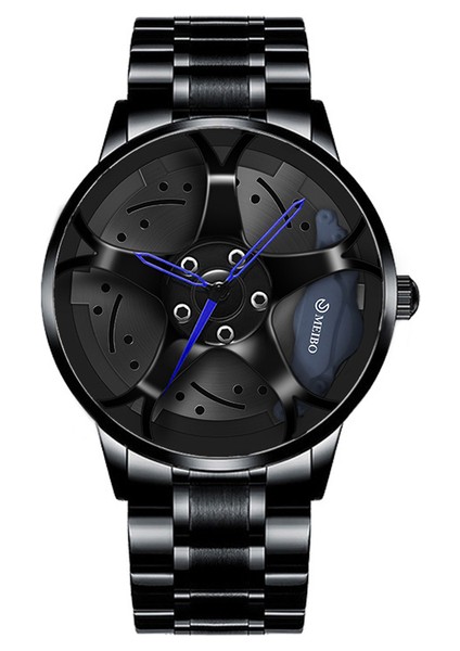 Mavi Üst Izle Marka Araba Saatler Erkekler Spor Kuvars Bilek Saatler 3D Spor Jant Tekerlek Göbeği Kol Saati Araba Kuvars Erkek Saatler (Yurt Dışından)