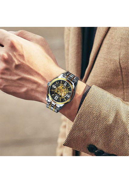 Gümüş-Beyaz Kazanan Lüks Marka Tasarım Erkek Saatler Gümüş Altın Saat Otomatik Mekanik Erkek Izle Moda Rahat Bilek Saatleri (Yurt Dışından) indirimleri