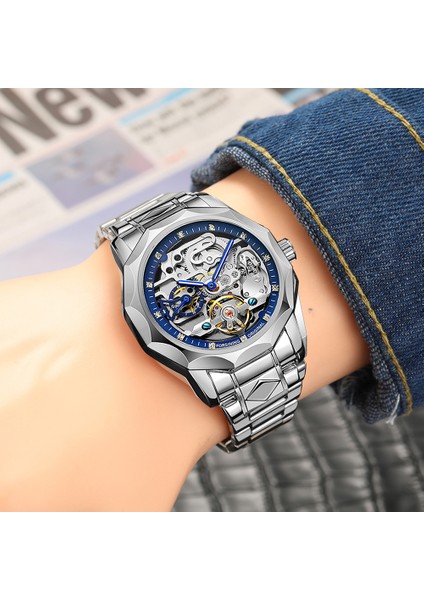 Siyah Forsınıng Tourbillion Mekanik Otomatik Erkek Izle Üst Marka Kol Saati Su Geçirmez Iş Paslanmaz Çelik Saat Reloj Hombre (Yurt Dışından) fiyatları