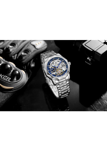 Siyah Forsınıng Tourbillion Mekanik Otomatik Erkek Izle Üst Marka Kol Saati Su Geçirmez Iş Paslanmaz Çelik Saat Reloj Hombre (Yurt Dışından) fırsatları