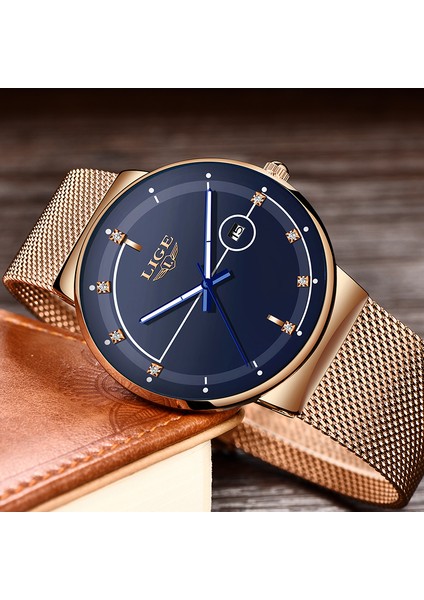 Gül Altın Mavi Lıge Moda Erkek Saatler Üst Marka Lüks Ultra Ince Kuvars Izle Erkekler Için Örgü Kayış Su Geçirmez Altın Saat Relogio Masculino (Yurt Dışından) modelleri