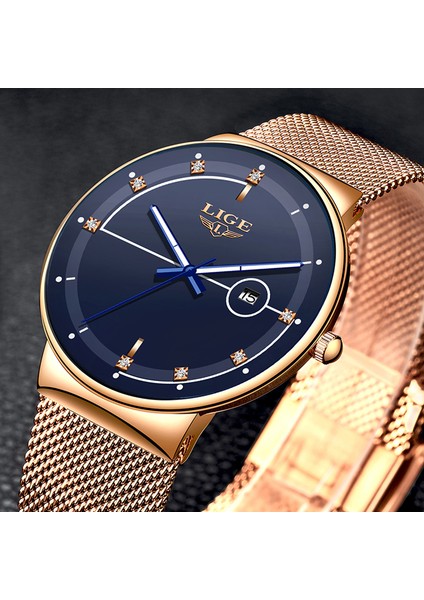 Gül Altın Mavi Lıge Moda Erkek Saatler Üst Marka Lüks Ultra Ince Kuvars Izle Erkekler Için Örgü Kayış Su Geçirmez Altın Saat Relogio Masculino (Yurt Dışından) fırsatları