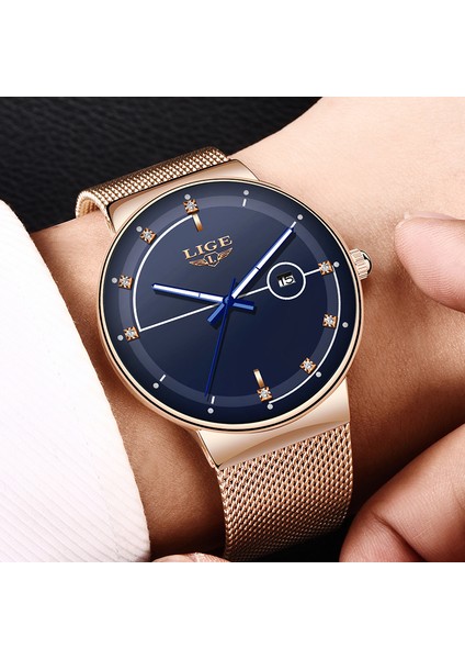 Gül Altın Mavi Lıge Moda Erkek Saatler Üst Marka Lüks Ultra Ince Kuvars Izle Erkekler Için Örgü Kayış Su Geçirmez Altın Saat Relogio Masculino (Yurt Dışından) indirimleri