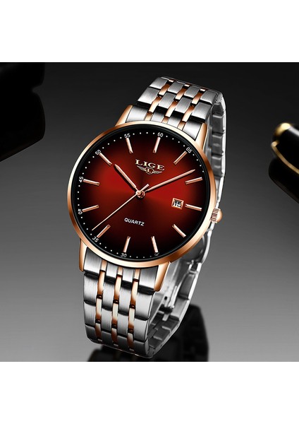 Gül Altın Kırmızı Lıge Moda Kadın Paslanmaz Çelik Saatler Lüks Minimalist Kuvars Kol Saati Rahat Su Geçirmez Kadınlar Için Saatler Reloj Mujer (Yurt Dışından) indirimleri