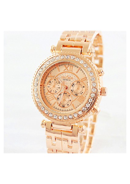 Kahverengi Contena Marka Moda Gül Altın Bilezik Izle Kadın Saatler Lüks Taklidi Tam Çelik Kuvars Izle Saat Relogio Feminino (Yurt Dışından)